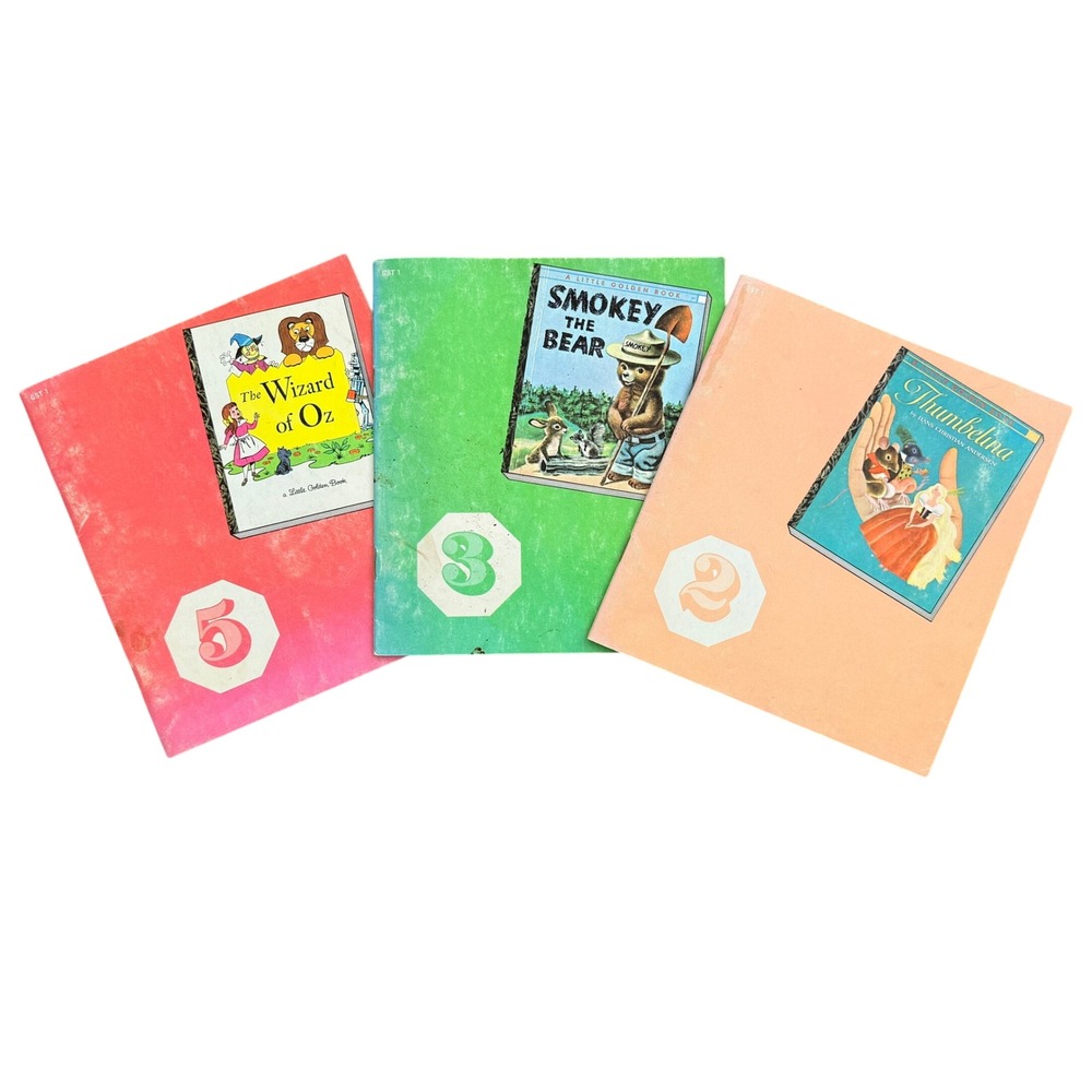 Vintage Little Golden Books Lot Wizard of Oz Smokey Bear Thumbelina 1965